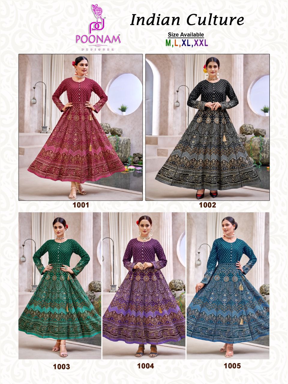 Poonam Indian Culture Printed Ethnic Wear Wholesale Anarkali Catalog
